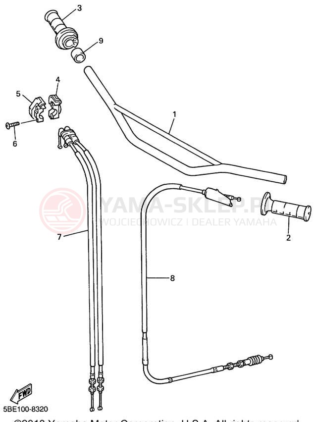 Schemat "Kierownica i osprzęt" do Yamaha YZ400FL