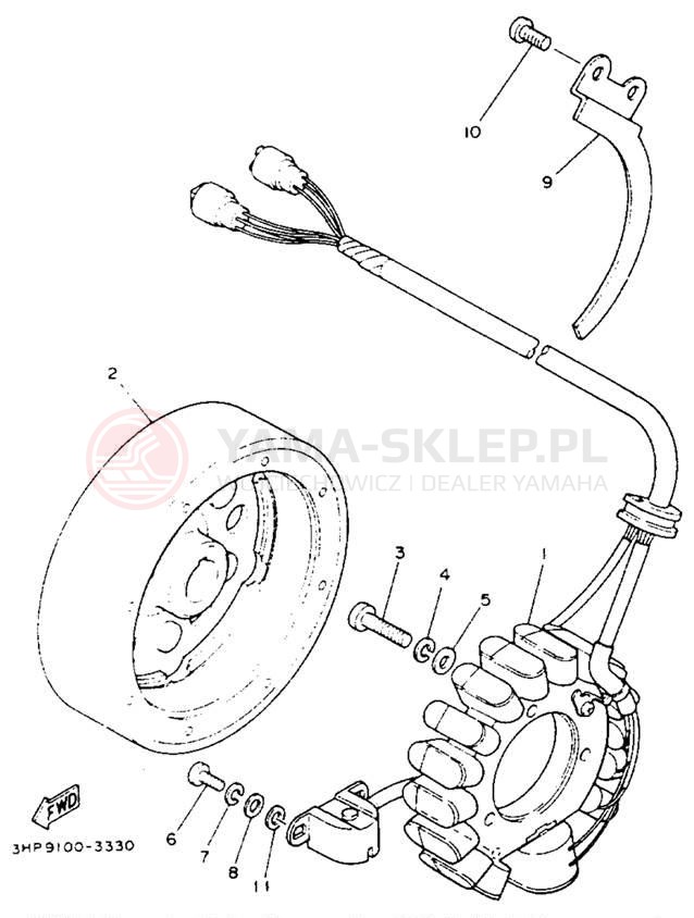 Schemat "prądnica" do Yamaha MOTO-4 YFM350ERE