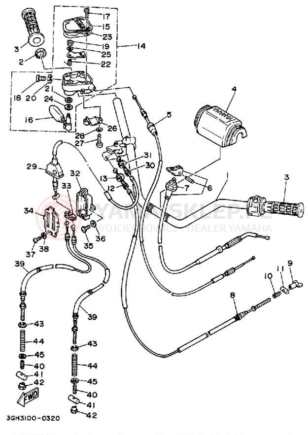 Schemat "Kierownica i osprzęt" do Yamaha MOTO-4 YFM250A