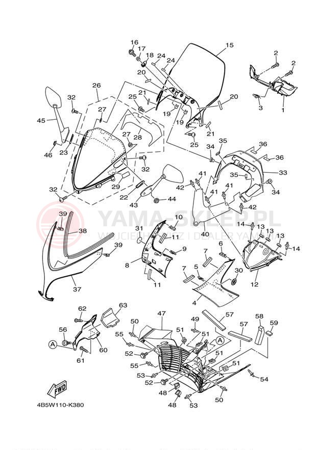 Schemat "Szyba" do Yamaha TMAX XP500AB
