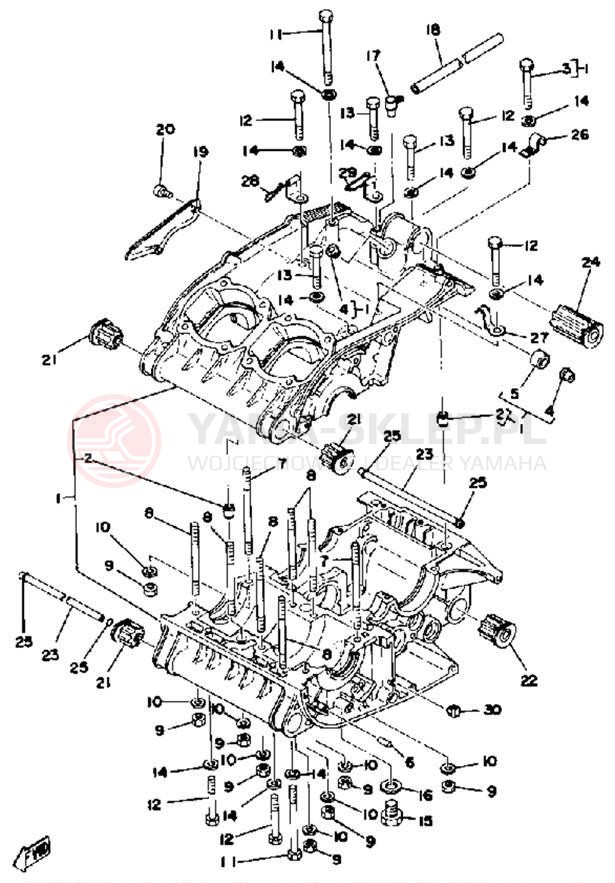 Schemat "Obudowa silnika" do Yamaha RD400E