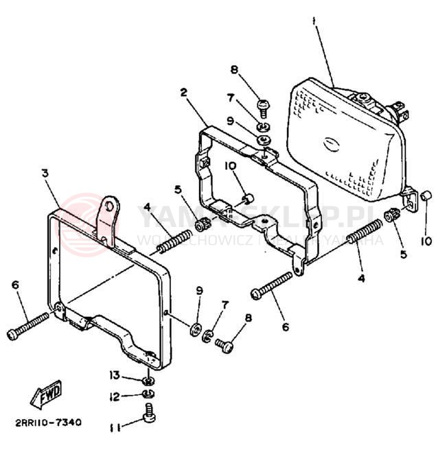 Schemat "Lampa przód" do Yamaha YSR50W