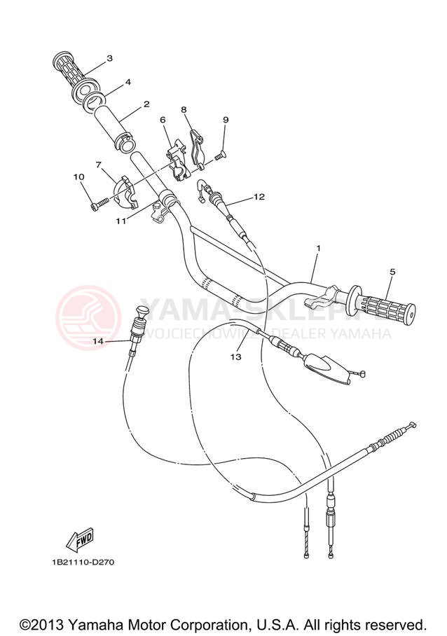 Schemat "Kierownica i osprzęt" do Yamaha TT-R125L TTR125LV