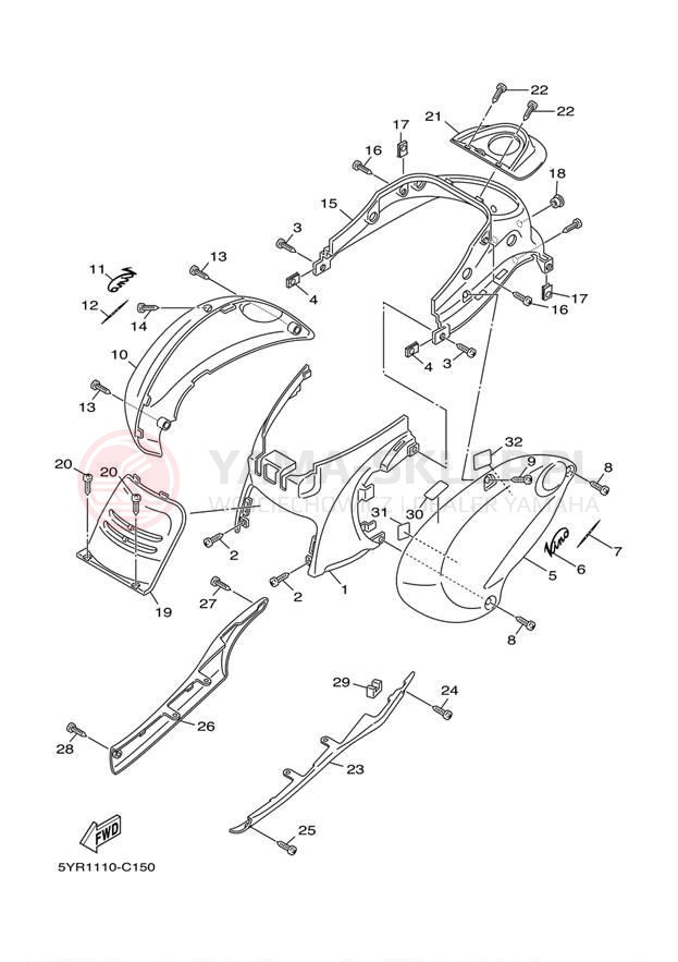 Schemat "Pokrywa boczna" do Yamaha VINO 125 YJ125W