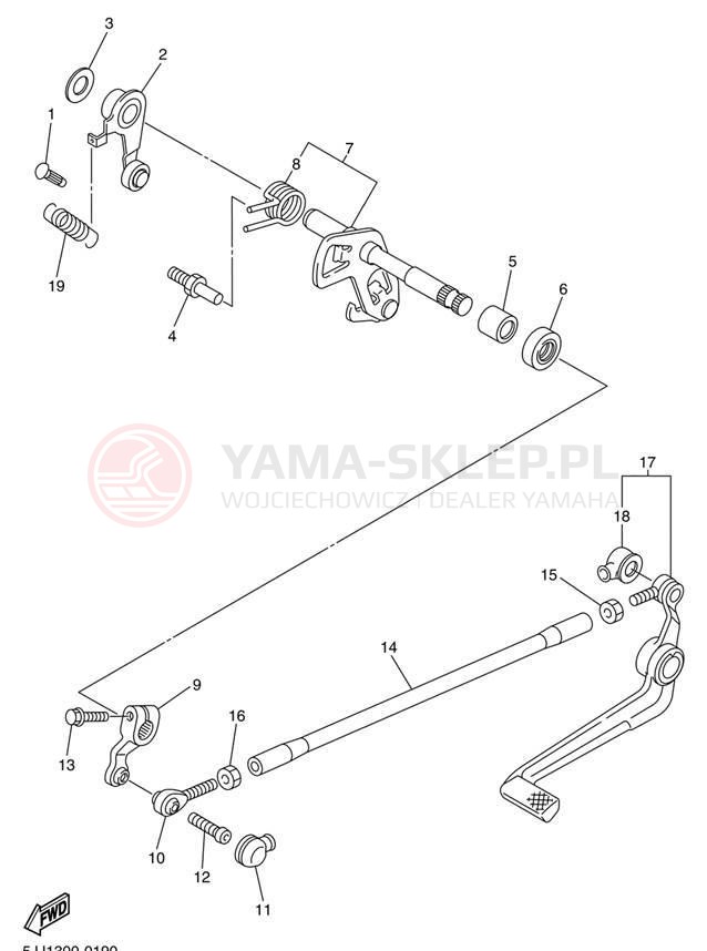 Schemat "Dźwignia zmiany biegów, wałek" do Yamaha R1 YZFR1M/YZFR1MC