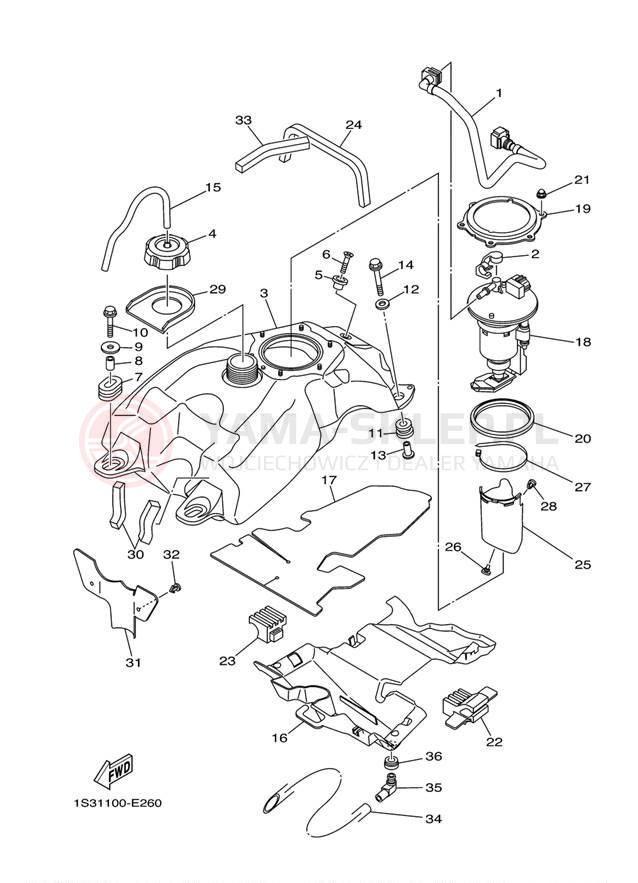 Schemat "zbiornik paliwa" do Yamaha RAPTOR 700 YFM70RXGY/YFM70RXL