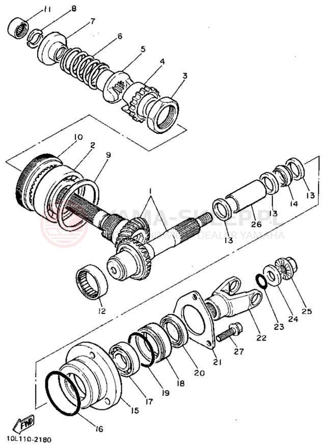 Schemat "Przeniesienie napędu" do Yamaha VIRAGO 750 XV750DC/XV750D