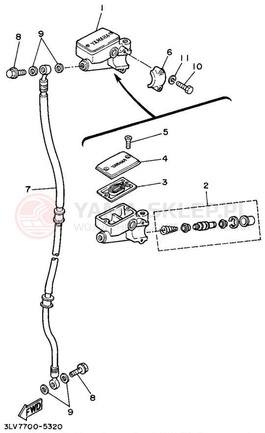 Schemat "Pompa hamulcowa przednia" do Yamaha VIRAGO 250 XV250G/XV250GC
