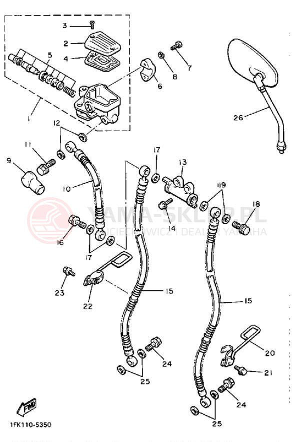 Schemat "Pompa hamulcowa przednia" do Yamaha V-MAX 1200 VMX12W/VMX12WC