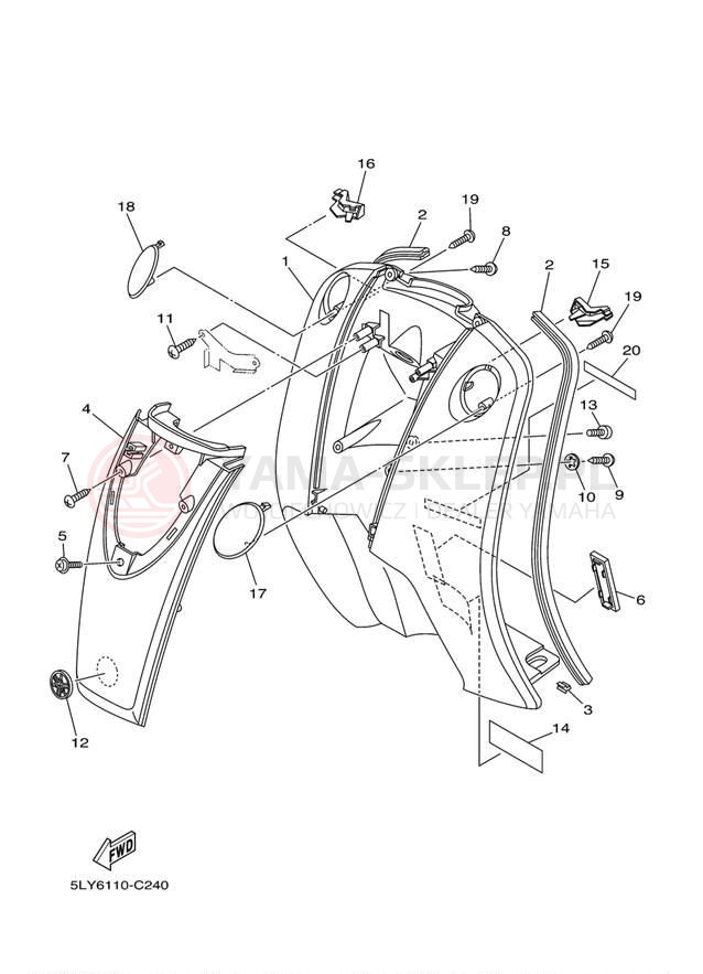 Schemat "Nadwozie przód" do Yamaha VINO YJ50RS