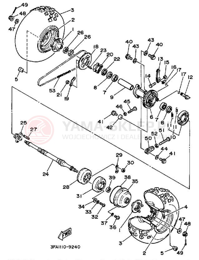 Schemat "Koło tył" do Yamaha BREEZE YFA1B