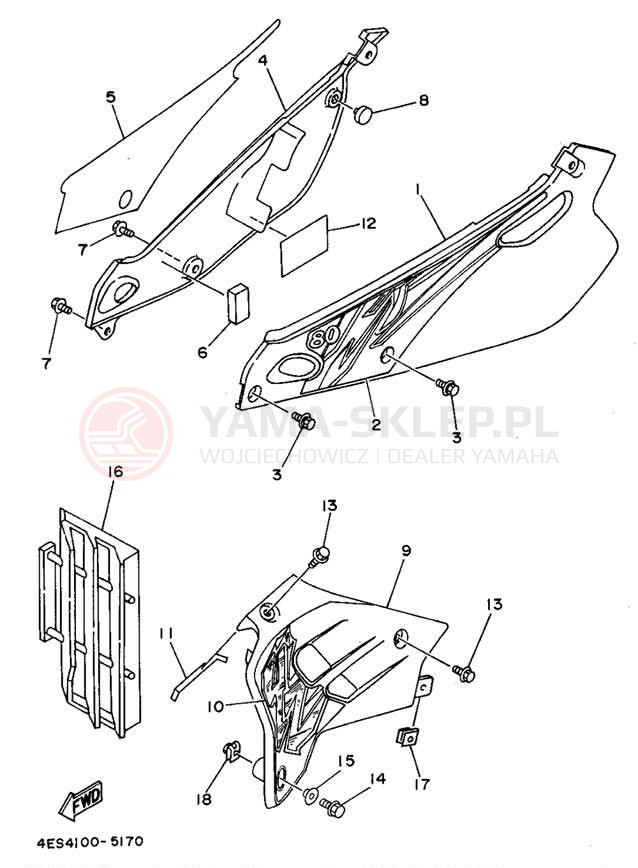 Schemat "Pokrywa boczna" do Yamaha YZ80G1