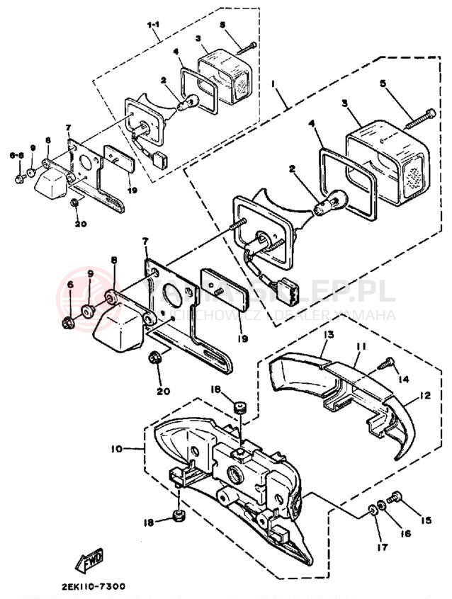 Schemat "lampa tył" do Yamaha SH50EMT/SH50T