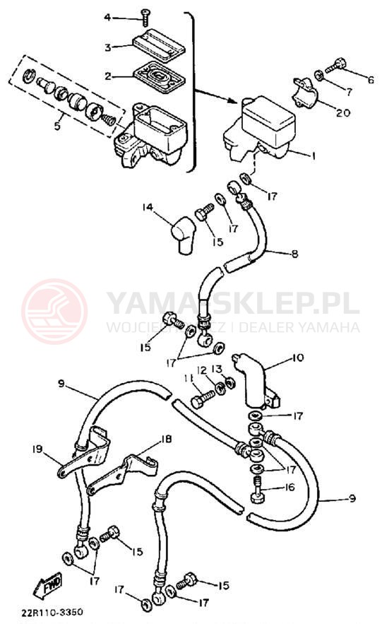 Schemat "Pompa hamulcowa przednia" do Yamaha XJ750K