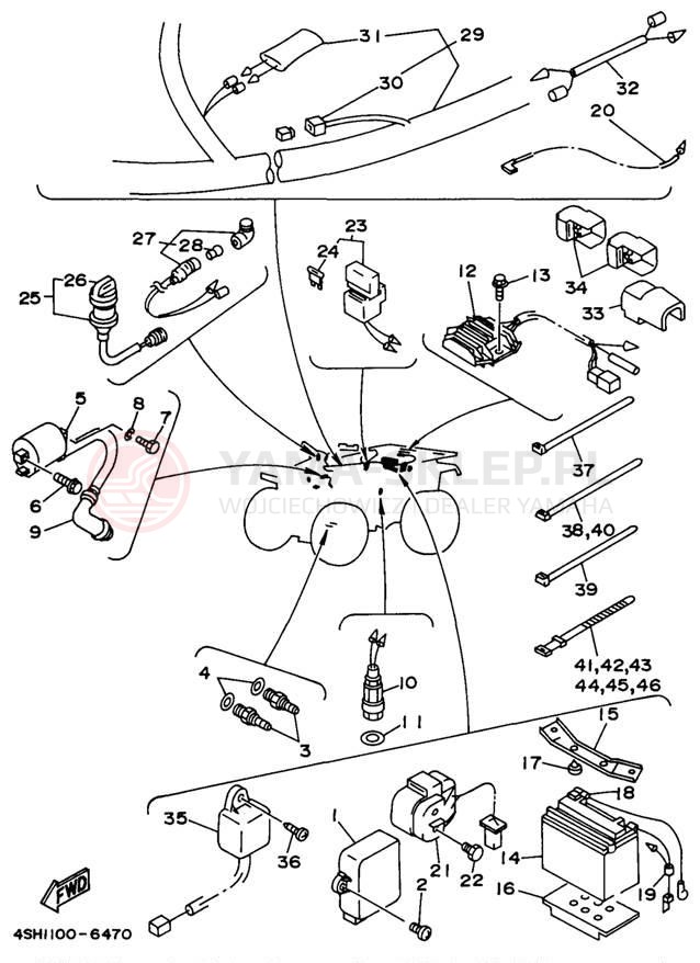 Schemat "układ elektryczny" do Yamaha KODIAK 4WD YFM400FWH_