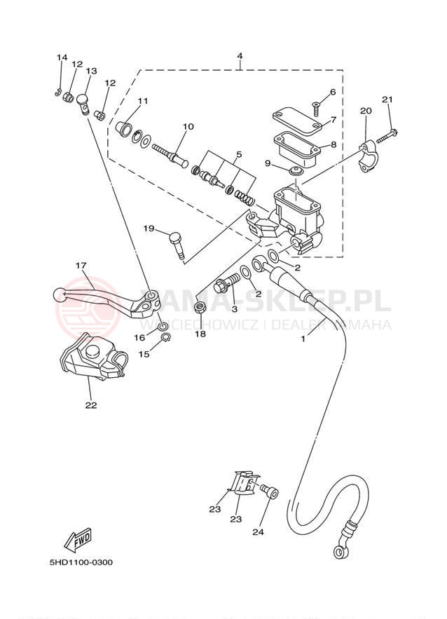 Schemat "Pompa hamulcowa przednia" do Yamaha YZ250 YZ250M1