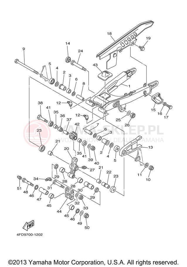 Schemat "wahacz" do Yamaha XT225 XT225V/XT225VC