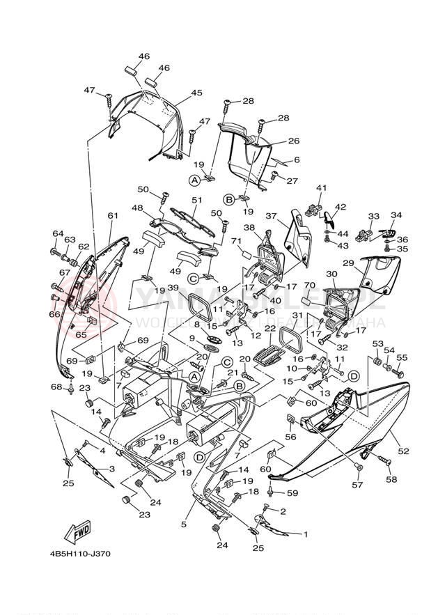 Schemat "Nadwozie przód" do Yamaha TMAX XP500ZS
