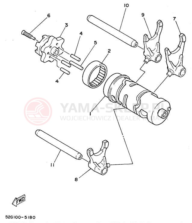 Schemat "Wodziki, automat" do Yamaha TIMBERWOLF 4WD YFB250FWF
