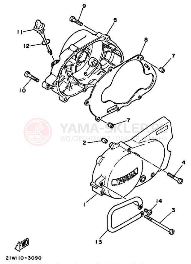 Schemat "Pokrywa silnika" do Yamaha Y-ZINGER PW80K