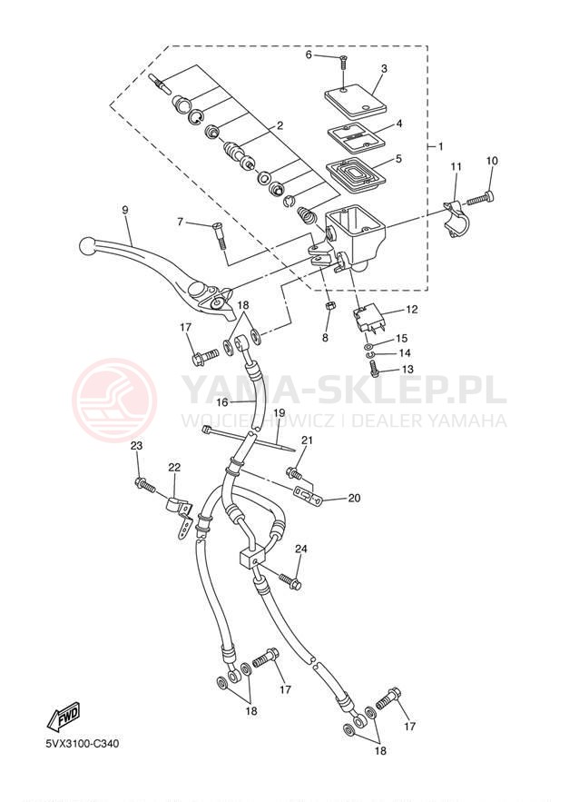 Schemat "Pompa hamulcowa przednia" do Yamaha FZ6 FZS6TC/FZS6T