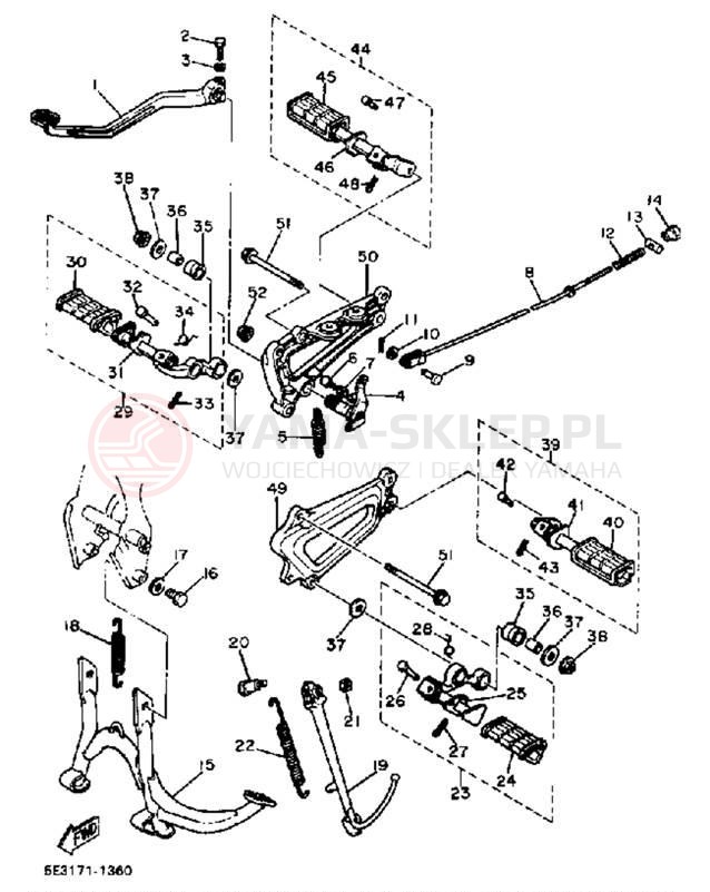 Schemat "Stopka postojowa i podnóżki" do Yamaha VIRAGO 750 XV750K