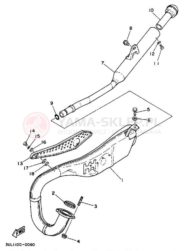 Schemat "Wydech końcowy" do Yamaha RT100A
