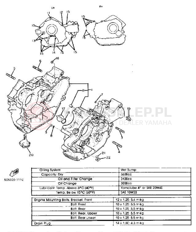 Schemat "Obudowa silnika" do Yamaha VIRAGO 750 XV750J