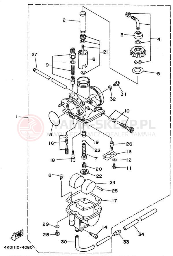 Schemat "Gaźnik" do Yamaha TIMBERWOLF 4WD YFB250FWF
