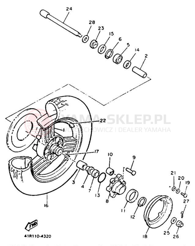 Schemat "Koło tył" do Yamaha XVZ12L/XVZ12KC2
