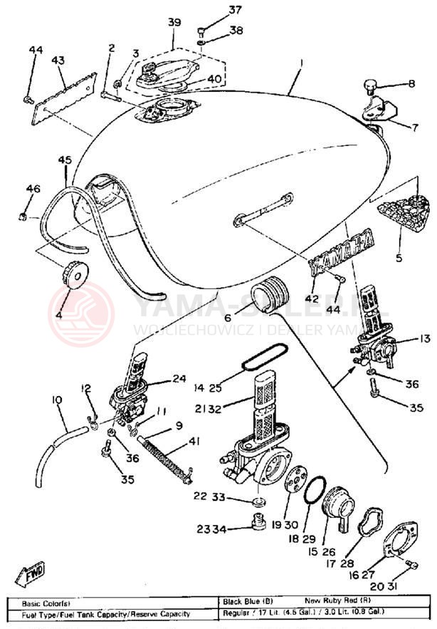Schemat "zbiornik paliwa" do Yamaha XS850SG