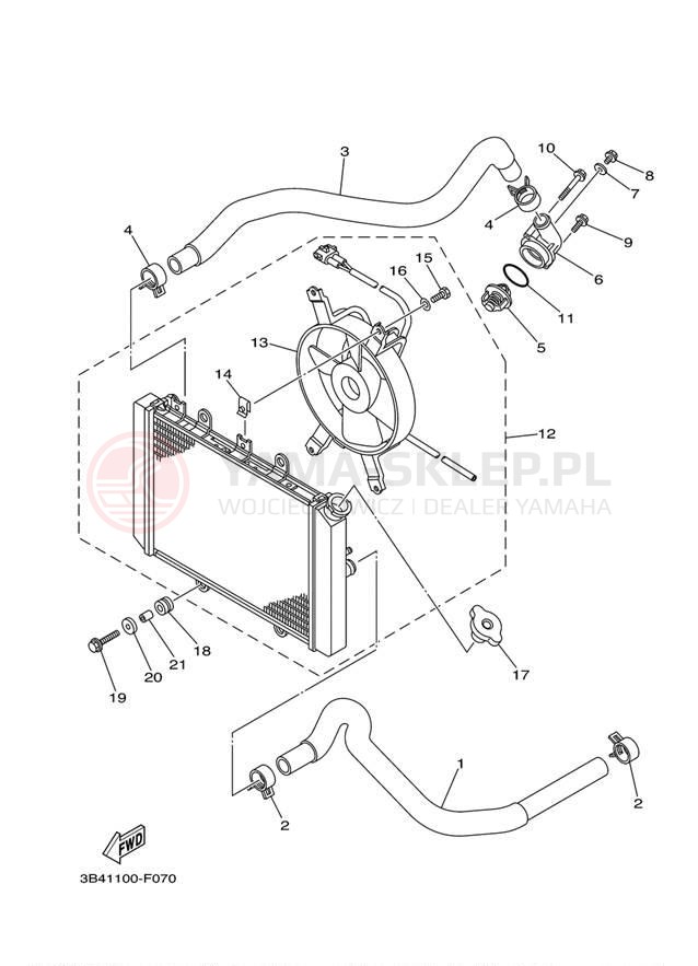 Schemat "Układ chlodzenia" do Yamaha GRIZZLY 700 DUCKS YFM7FGPDUW