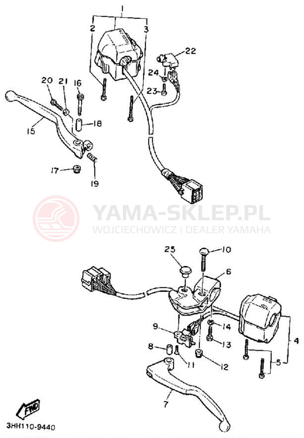 Schemat "Kierownica i osprzęt" do Yamaha FZR600RB