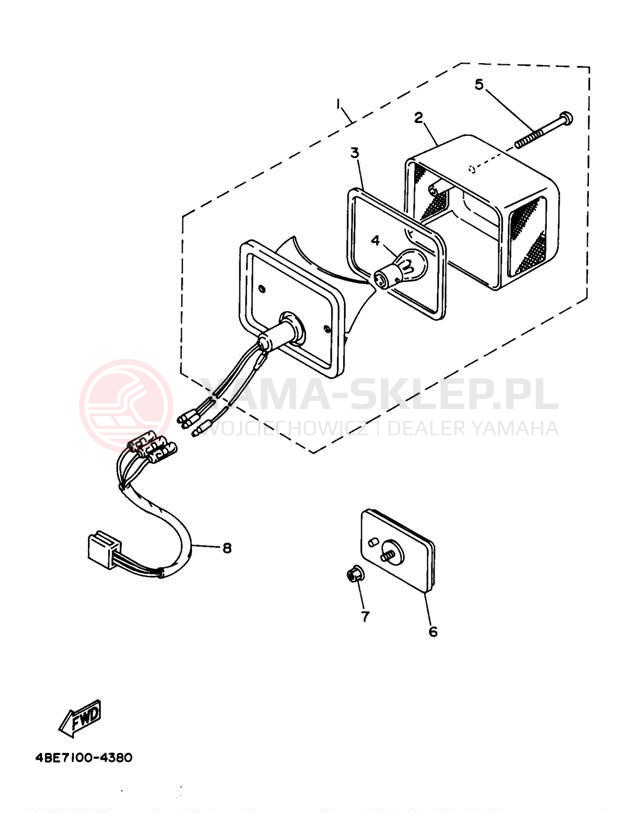Schemat "lampa tył" do Yamaha SEROW XT225J/XT225JC