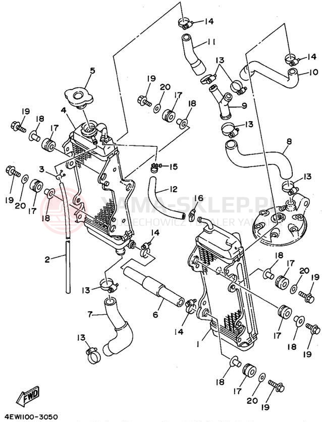 Schemat "Układ chlodzenia" do Yamaha YZ250G1
