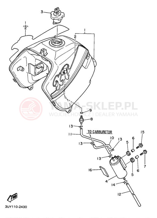 Schemat "zbiornik paliwa" do Yamaha XT600EEC/XT600EE