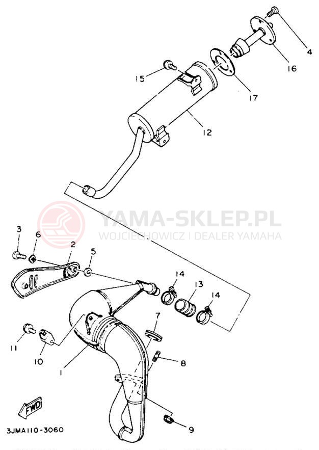 Schemat "Wydech końcowy" do Yamaha BLASTER YFS200E