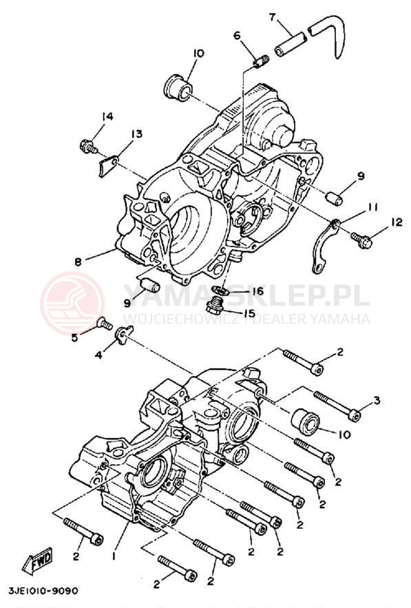 Schemat "Obudowa silnika" do Yamaha YZ250W