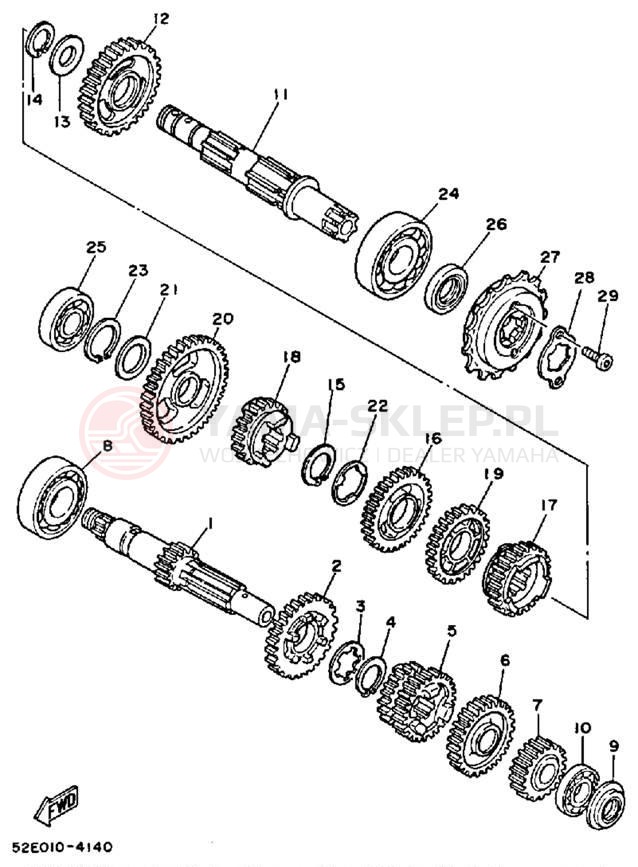 Schemat "Skrzynia biegów " do Yamaha XT350N/XT350NC