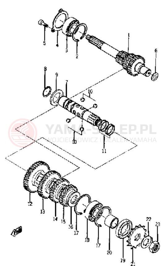 Schemat "Skrzynia biegów " do Yamaha YJ2S/YJ1K