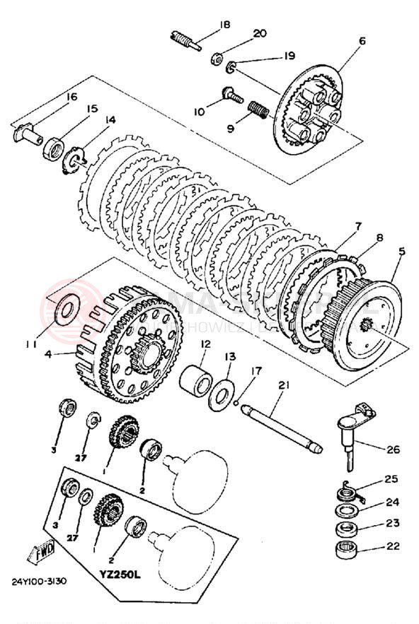 Schemat "sprzęgło" do Yamaha YZ250L