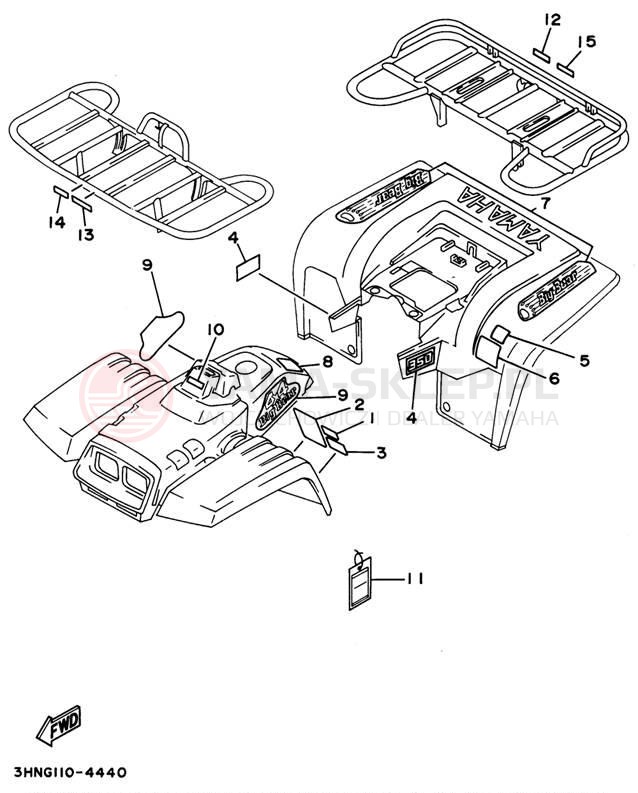 Schemat "naklejki" do Yamaha BIG BEAR 4WD YFM350FWG