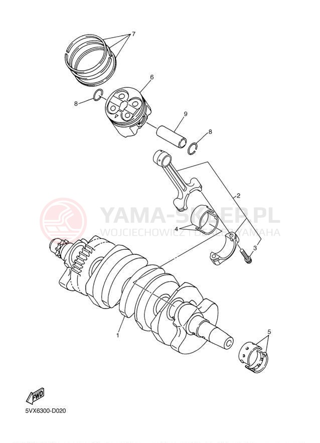 Schemat "Wał korbowy, tłok" do Yamaha FZ6 FZS6TC/FZS6T