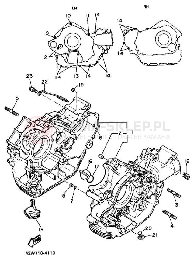 Schemat "Obudowa silnika" do Yamaha VIRAGO 700 XV700CSC/XV700CS