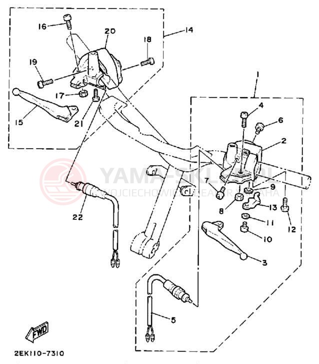 Schemat "Kierownica i osprzęt" do Yamaha RAZZ SH50U/SH50MU