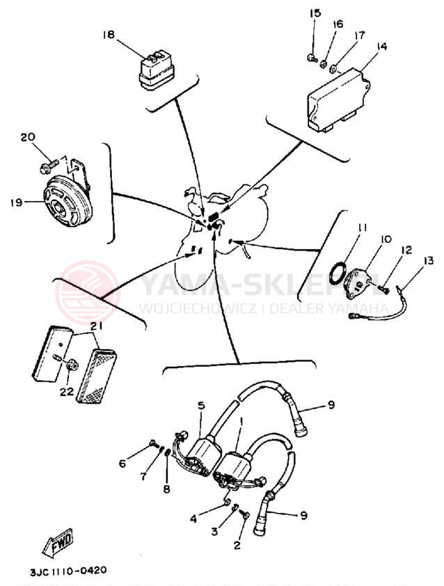 Schemat "układ elektryczny" do Yamaha VIRAGO 535 XV535A/XV535AC