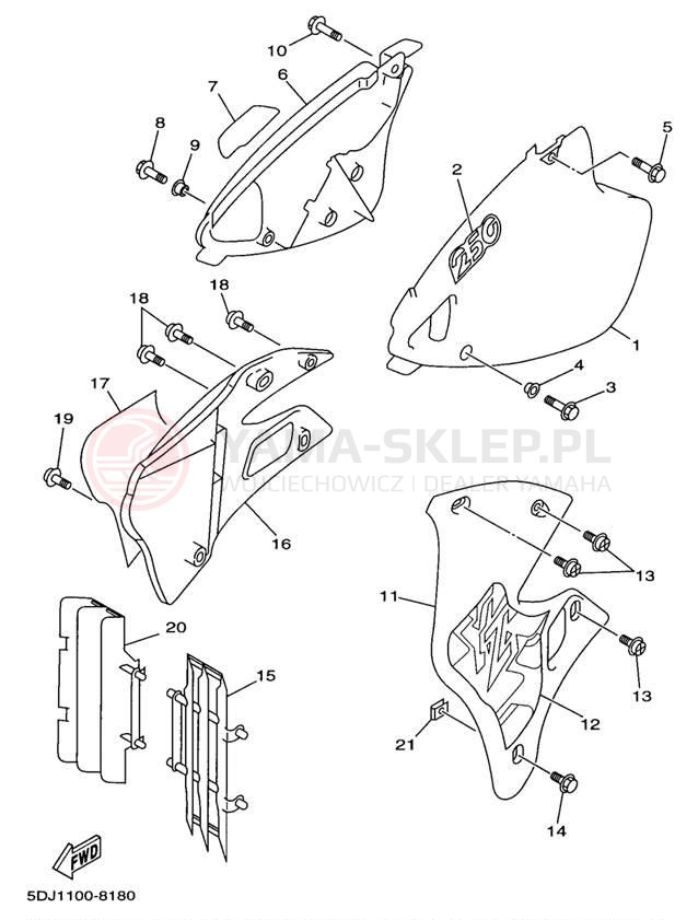 Schemat "Pokrywa boczna" do Yamaha YZ250 YZ250K1