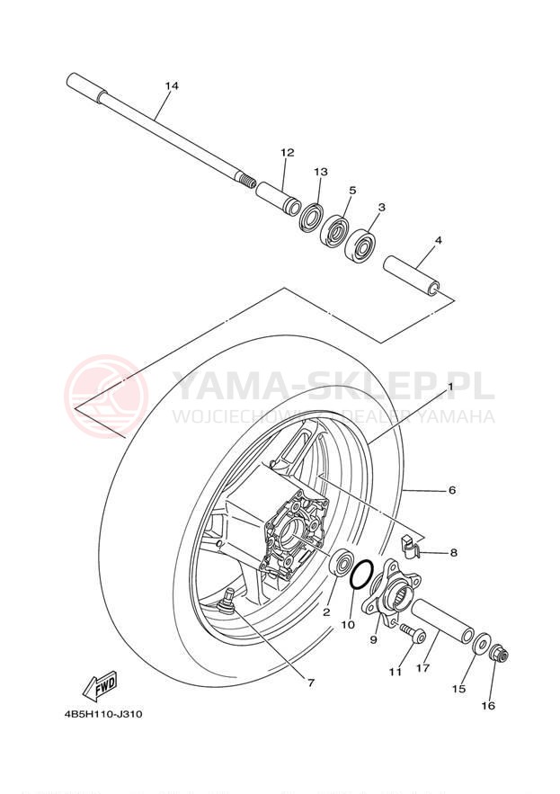 Schemat "Koło tył" do Yamaha TMAX XP500AB