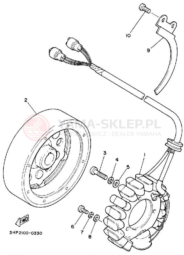 Schemat "prądnica" do Yamaha MOTO-4 YFM350ERD