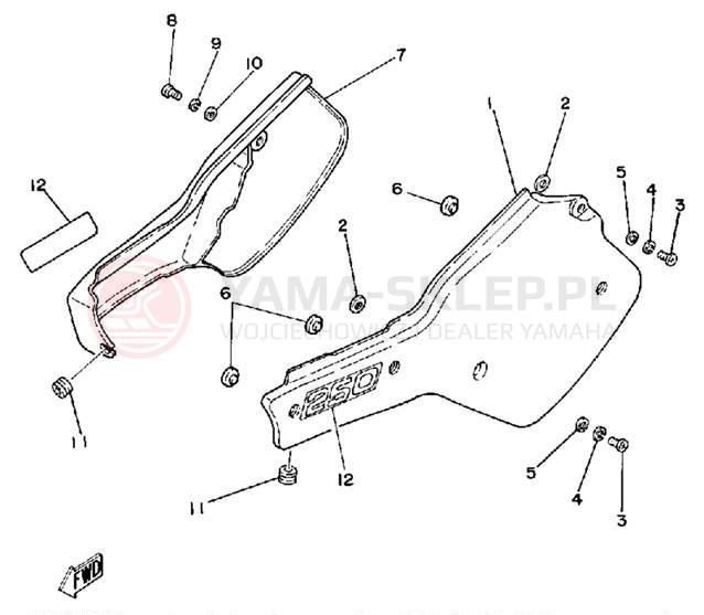 Schemat "Pokrywa boczna" do Yamaha IT250H